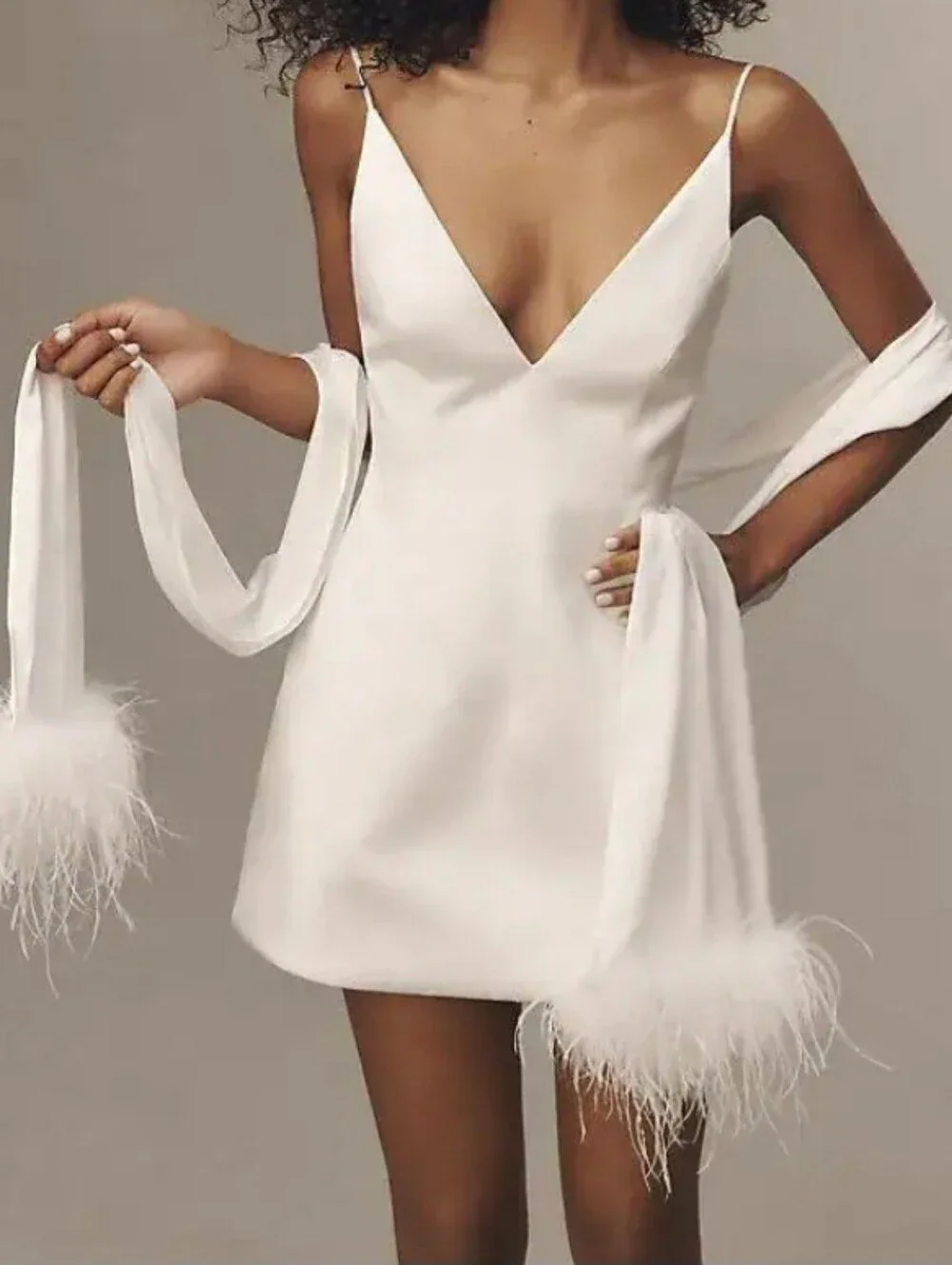 Hutch White Feather Trim Scarf